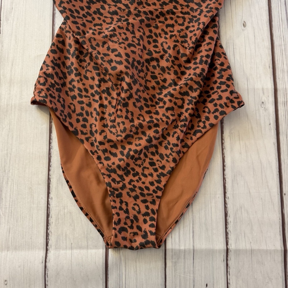Aerie Leopard Tie Back One Piece Swimsuit Medium Animal Print Full Coverage - Picture 4 of 11